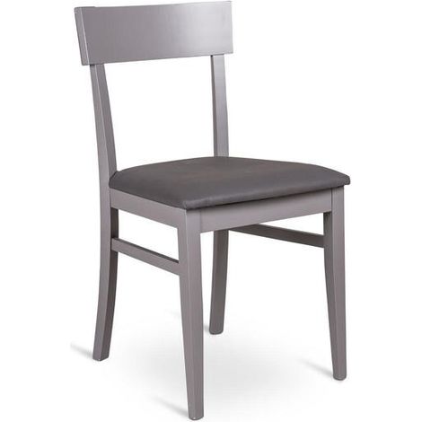 Silla de madera lacada gris oscuro con asiento de similpiel 445xh. 82 cm (1/3)