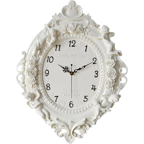 Creative Engel aus Kunstharz, für Wohnzimmer, Wandbehang, Zuhause, Schlafzimmer, Hotel, Restaurant, Hängeuhr, stille Uhr（51CM）