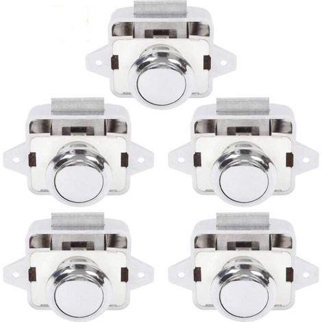 Bouton Poussoir Serrure Loquet Fermeture Porte Placard Caravane Camping-Car 5 Pièces Argent (1/4)