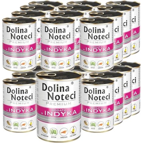 Comida húmeda premium para perros Dolina Noteci PAVO Lata 24x400g