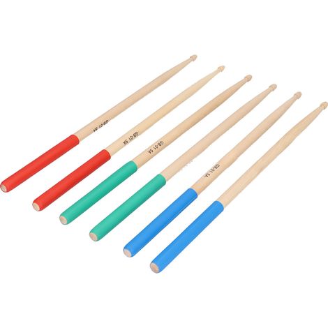 Ensemble de 3 paires de baguettes de batterie 5A en bois, antidérapantes pour batteurs adultes et enfants, accessoire de percussion. (1/5)