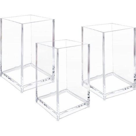 Organisateur cosmétique à un compartiment - 6,3 x 10 cm - Transparent - Présentoir à cosmétiques - Organisateur de maquillage - Lot de 3 (1/5)
