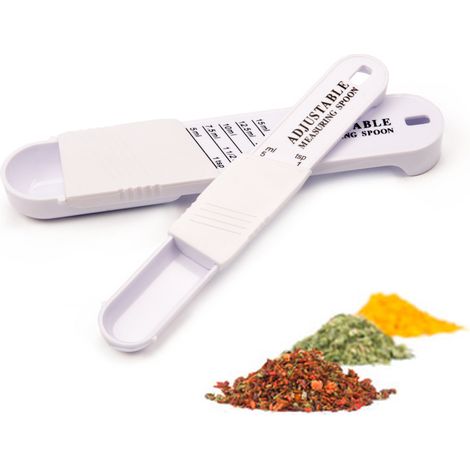 (Set mit 2 Stück) Verstellbare Messlöffel, doppelseitige Multifunktionsmesslöffel, geeignet zum Backen, Kochen, für Pulver, Öle, Zucker, Salze usw.