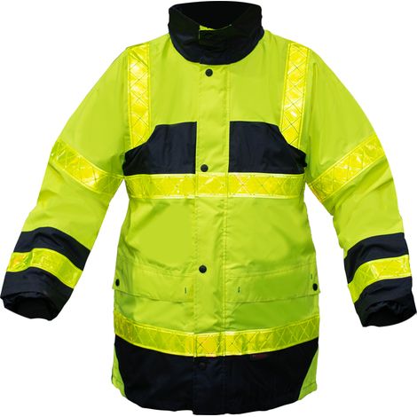 Parka de sécurité haute visibilité jaune fluorescent XXL – Étanche et résistant au froid jusqu'à -5°C – Bandes réfléchissantes pour sécurité nocturne – T2S (1/5)