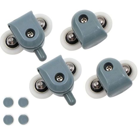 Lot de 4 Roulettes Doubles pour Porte de Douche - 25 mm - Pour Portes Coulissantes en Verre - Épaisseur Verre 4 à 6 mm (1/5)