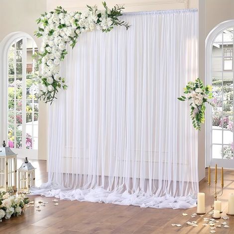 Rideau/cantonnière monobloc - rideau drapé - voilage pour tringle à rideaux - fond de scène pour mariage - infroissable - polyester doux et soyeux - idéal pour les anniversaires, les fêtes et autres o (1/5)