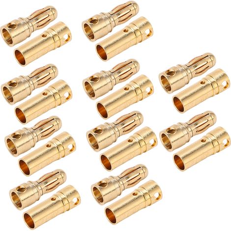 10 Stück 3,5-mm-Bananenstecker (weiblich), aus reinem Kupfer, vergoldet, für elektronische Messgeräte (1/5)