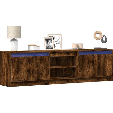TV-Schrank mit LED-Beleuchtung Räuchereiche 180x34x50 cm