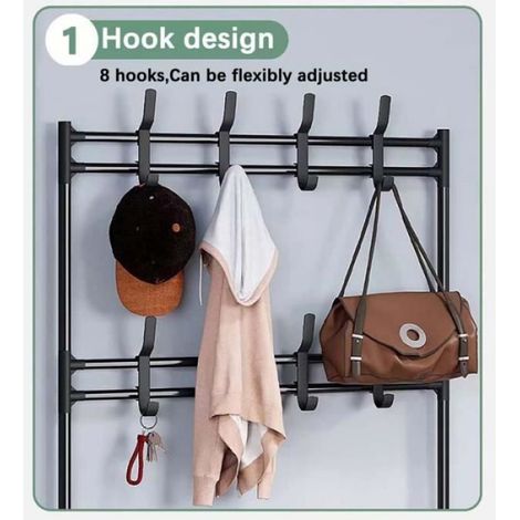 Porte-manteau avec rangement de chaussures, porte-manteau et porte-chaussures à 3 niveaux,organisateur de stand de chaussures (1/4)