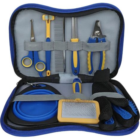 Kit per la toelettatura degli animali domestici, forbici, spazzola a setole metalliche, 8 pezzi (1/2)