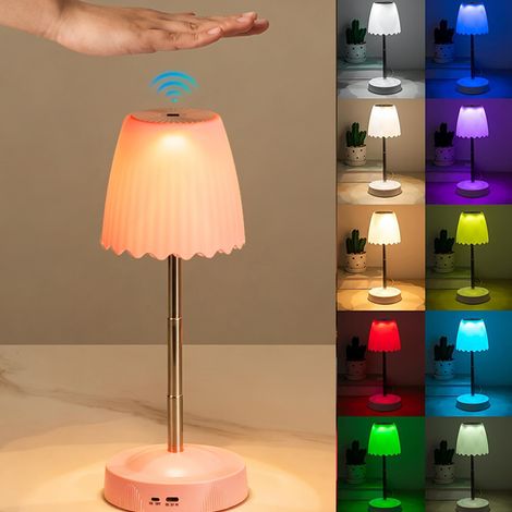 Lampe de table LED, veilleuse à capteur rechargeable, lampe de chevet réglable, commande gestuelle, 3 températures de couleur et 7 couleurs RGB, USB (1/5)