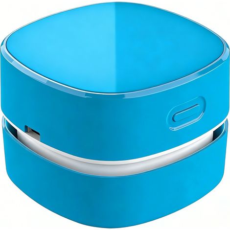Mini aspirateur de table sans fil, aspirateur de bureau portable rechargeable par USB pour clavier, ordinateur portable, bureau, voiture et poils d'animaux (bleu) (1/5)