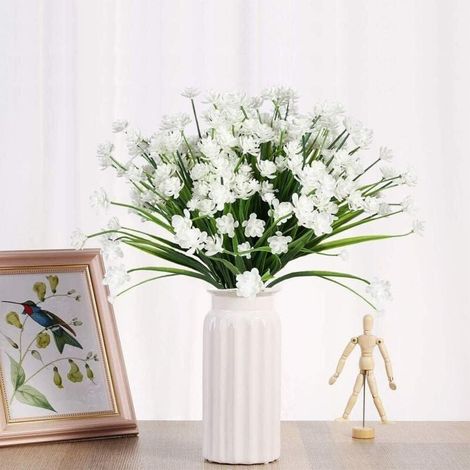 Ulisem 5 pezzi di piante primaverili artificiali, decorazioni per vasi di fiori di gypsophila, decorazioni per matrimoni (bianco) (1/4)