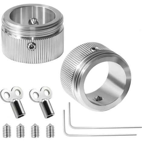 Lot de 2 Adaptateur de vanne de chauffage en acier inoxydable, 2 adaptateurs de tête thermostatique avec rayures, vanne de radiateur RA vers M30 x 1,5 avec clé hexagonaleet (Avec rayures) (1/5)