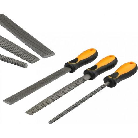 Set 3 Raspe per Limare Legno Cartongesso Lima Tonda Semitonda Piatta 200mm (1/5)