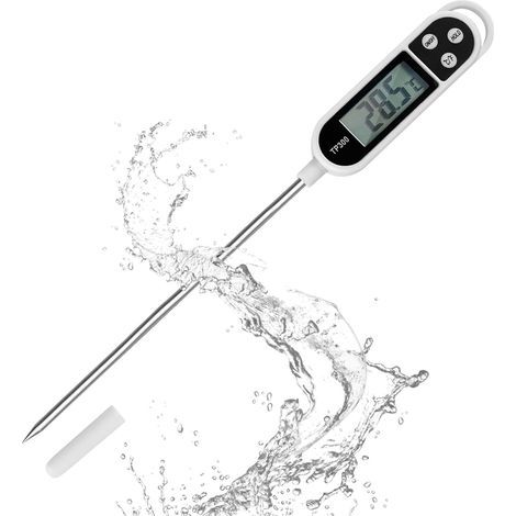 Nutabevr Küchenthermometer mit LCD-Display, digitalem Thermometer mit langer Sonde, hoher Genauigkeit, Sofortanzeige, zum Kochen, Grillen, Öl, Fleisch, Lebensmitteln, Milch, Wein und heißem Wasser (1/5)