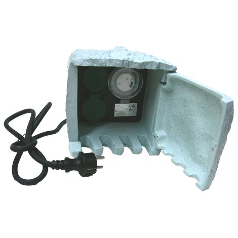 Piedra de jardin con dos Tomas IP44 + programador cable 1,5m H07RN-F