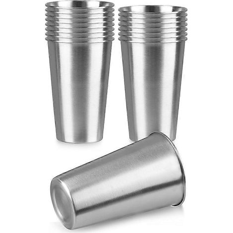 Lot de 16 gobelets en acier inoxydable de 473 ml (16 oz), gobelets en acier inoxydable, gobelets isothermes, gobelets à eau, empilables, réutilisables (1/5)