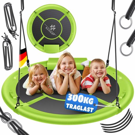 KESSER® Nestschaukel Tellerschaukel Hängeschaukel Rundschaukel Schaukel verstellbar Garten-Schaukel Kinderschaukel Indoor - Outdoor-Schaukel für Kinder und Erwachsene Grün / 120cm