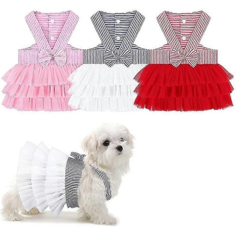 3 piezas de vestidos de princesa para perritas, vestido con lazo para cachorros, vestidos tutú para mascotas (1/5)