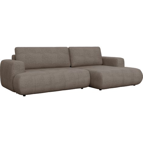 MIREL - Canapé d'angle convertible en tissu marron - Angle droit (1/5)