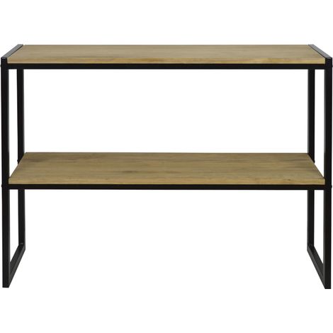 Consola iCub con bandeja 120x32x75cm Negra en madera maciza de pino acabado vintage estilo industrial Box Furniture (1/2)