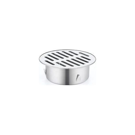 Scarico a pavimento rotondo in acciaio inox, griglia di raccolta, filtro anti-intasamento, accessorio per balcone, cortile, tetto, terrazzo, giardino esterno (ø110 mm) (1/5)