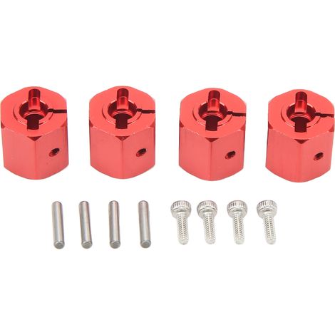 4 Pièces Adaptateur Hexagonal 12mm Alliage d'Aluminium pour Axial SCX10 90046, D90, Voiture RC 1/10, Rouge (1/5)