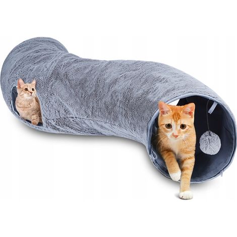 Kratzbaumtunnel für Katzen, raschelndes Spielzeug, S-förmig, faltbar, 108 cm