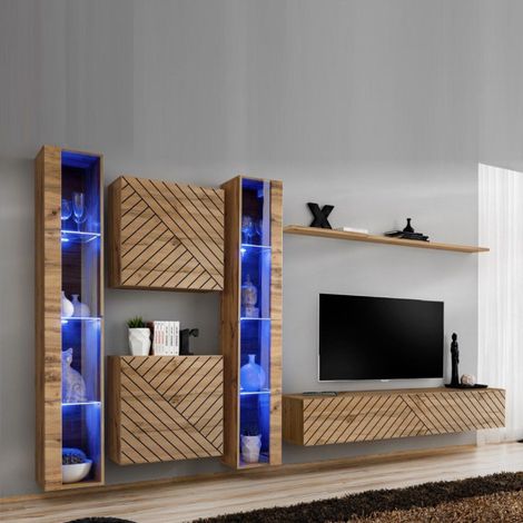 Ensemble Meuble TV "Switch Lamel XVI" 330cm Naturel (1/5)