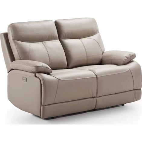 Les Tendances – Canapé en cuir marron clair 2 places – Système fixe – Assise en mousse polyuréthane – Dossier en fibres siliconées (1/5)