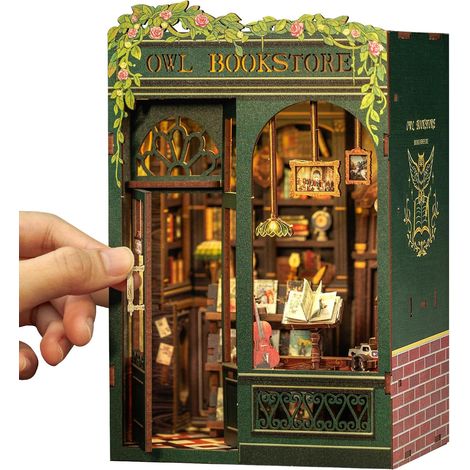 Kit de coin lecture à monter soi-même : maison miniature, serre-livres, diorama, étagère en bois 3D avec LED, puzzle, décoration intérieure. (1/5)