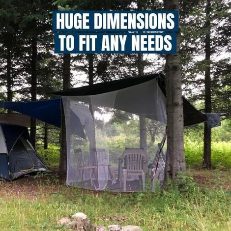 Moustiquaire DPZO-Ultra Large avec sac de transport pour terrasse, camping et voyages. Moustiquaire à mailles réglables à