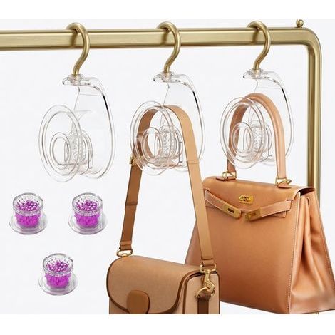 Handtaschenaufhänger – 3er-Set – Transparent – Mit herausnehmbarem Parfümfach – 360° drehbarer Handtaschenhaken (1/5)