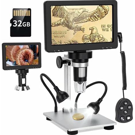 50-1200x 7 Pouces LCD Microscope numérique 108 0P USB Caméra de Microscope vidéo avec télécommande Filaire for la Carte de Circuit imprimé Cavalier (1/5)