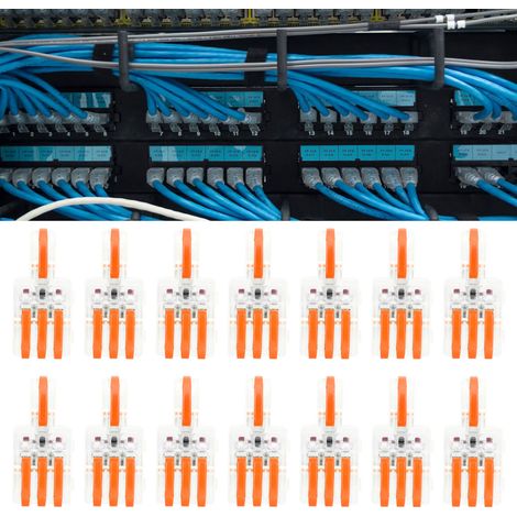 20 blocs de jonction rapide transparents de type T, connecteur répartiteur à bouton-poussoir, connecteur parallèle, une entrée et trois sorties, transparent SPL-F13 orange. (1/5)
