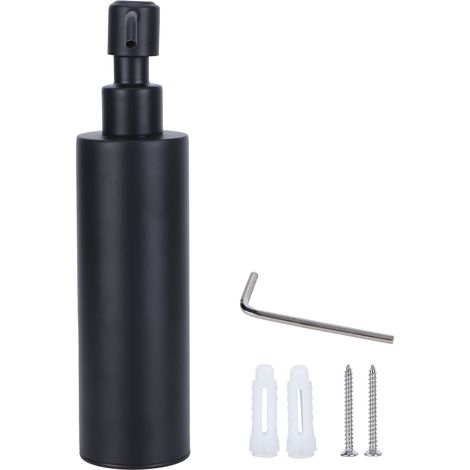 Distributeur de savon mural 200ml pour douche - Rond et noir - Récipient gel douche et shampoing (1/5)