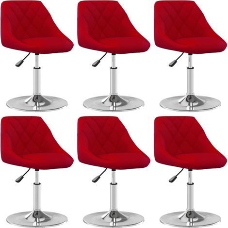 Chaises pivotantes à manger lot de 6 Rouge bordeaux Velours (1/5)
