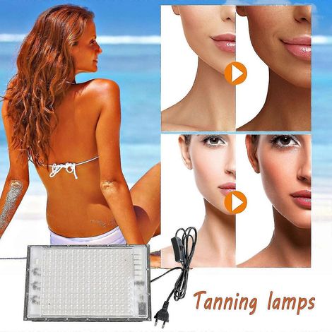 Lampe de bronzage d'intérieur Sun, lampe de bronzage portable, 45 W, 196 LED, lampe de bronzage bleue complète pour le visage et le corps. (1/5)