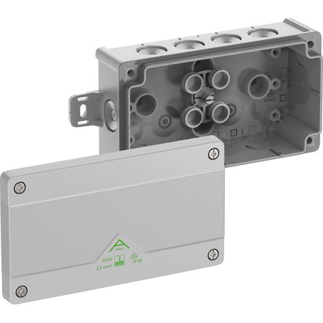 Spelsberg Caja de derivación, tipo de protección IP66, sección máxima del conductor 2,5², resistencia al impacto IK07, clase de protección II, Ui 1000V AC, Ui 1000V DC, DLG, VDE, libre de halógenos, 8