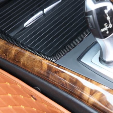 08-13 BMW X5 E70 Garniture de cadre de porte-gobelet de console centrale Texture fibre de carbone (1/5)