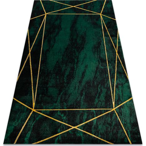 Exklusiv EMERALD Teppich 1022 glamour, stilvoll geometrisch Marmor Flaschengrün / gold green 160x220 cm