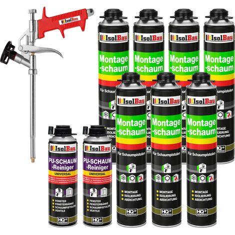 Pistolenschaum 7 x 750 ml + 1 Metall Schaumpistole + 2 Reiniger Bauschaum (1/5)