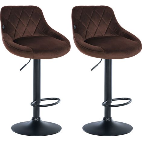 Set di 2 sgabelli da bar Lazio Velvet marrone nero