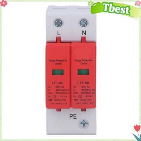 Tbest Dispositif de contre les surtensions Dispositif de 2P 385V AC 30KA Protecteur de Surtension pour moto exterieure (1/4)