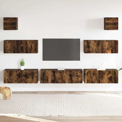 7-tlg. TV-Schrank-Set Räuchereiche Holzwerkstoff (1/5)