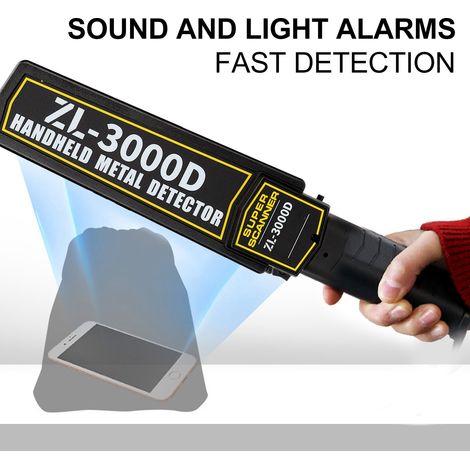Détecteur de métaux portatif ZL 3000D, scanner de sécurité à sensibilité réglable, avec alarme lumineuse pour contrôle de sécurité. (1/5)