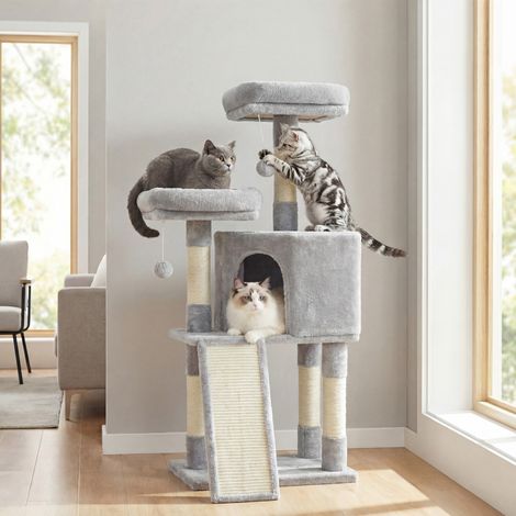 Arbre à chat, Centre d'Activités à Griffer, 115 cm, Gris Clair (1/5)