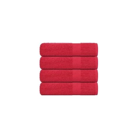 Serviettes de douche FROGN, lot de 4, rouges, 70 x 140 cm, 360 g/m² Crezuo (1/4)