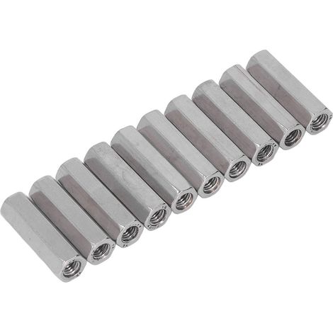 Jeu de 10 écrous hexagonaux de raccordement, connecteurs en acier inoxydable 304, fixations industrielles M8x1,25, longueur 45 mm (13 pouces). (1/5)